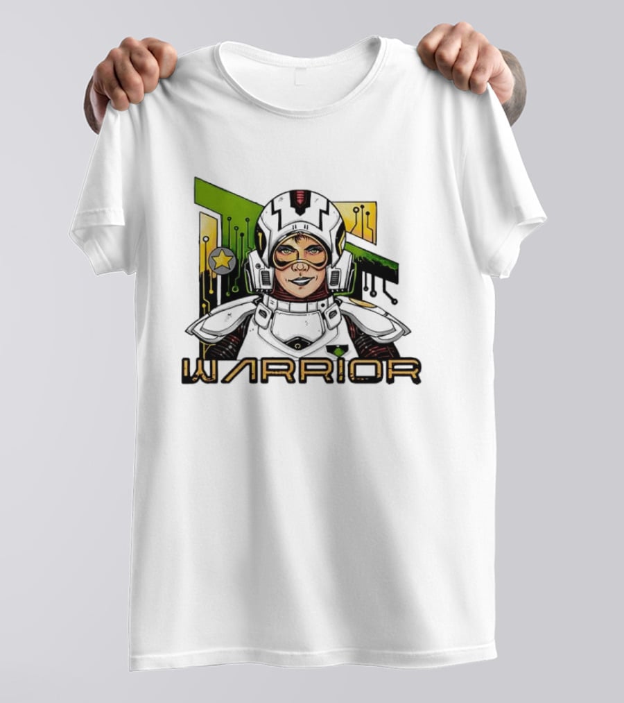 Riza Warrior Sci Fi Cybernetic Soldier With Helmet T-Shirt