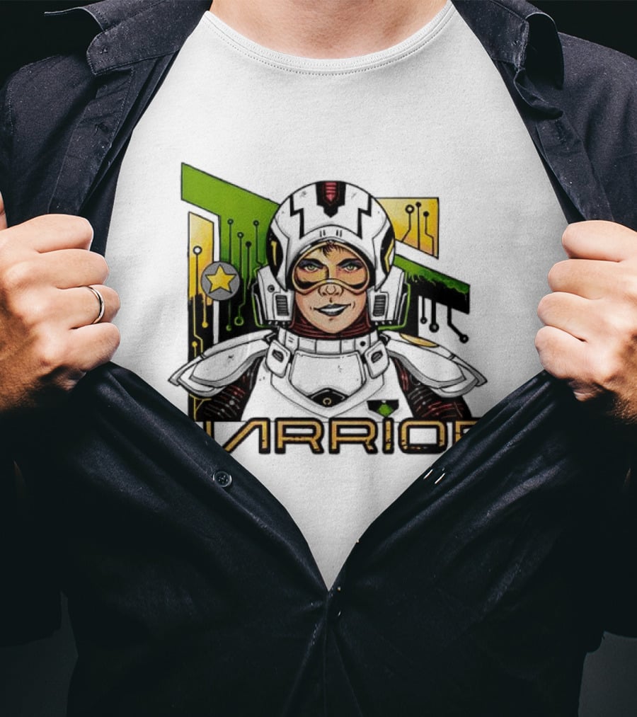 Riza Warrior Sci Fi Cybernetic Soldier With Helmet T-Shirt