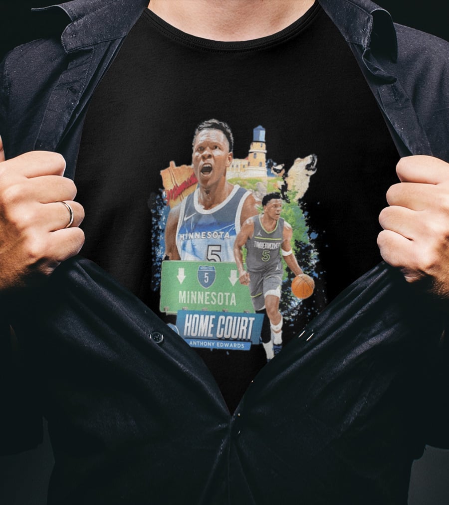Anthony Edwards Minnesota Timberwolves Home Court Basketball Minneapolis T-Shirt
