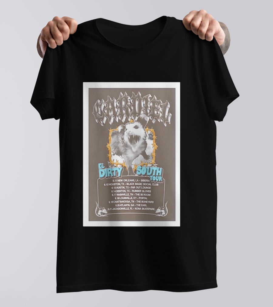 CARDIEL EL Dirty South Tour 2026 New Orleans Texas Atlanta Jacksonville Dates T-Shirt