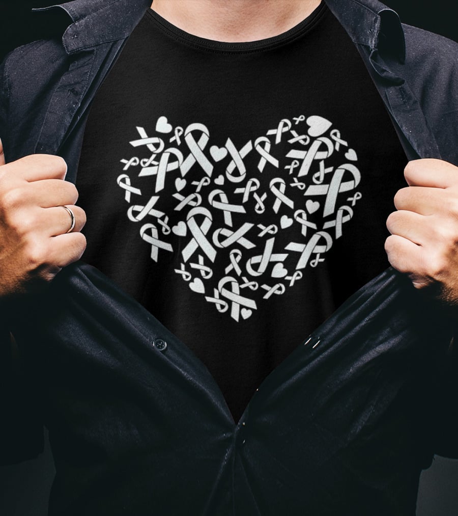 Go Grey In May Brain Cancer Awareness Ribbon Heart Shape T-Shirt