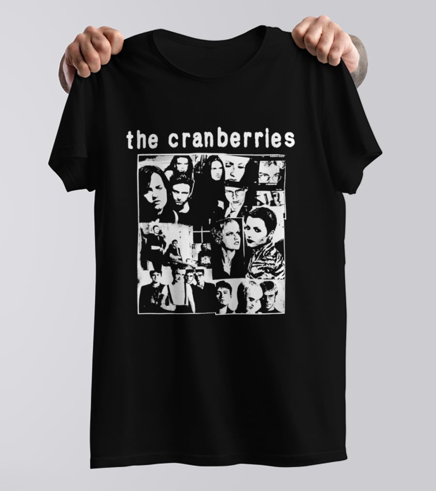 The Cranberries Band Photo Collage White Text Maroon T-Shirt