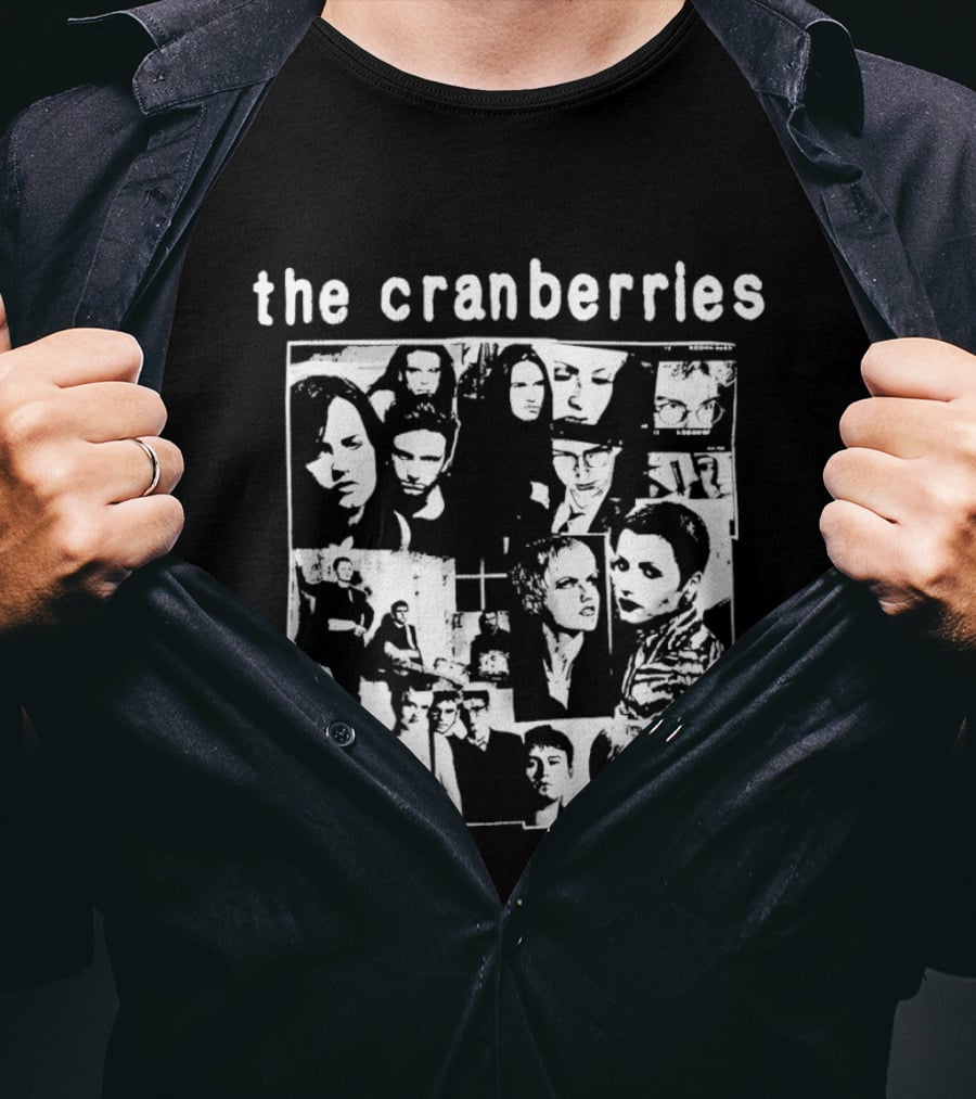 The Cranberries Band Photo Collage White Text Maroon T-Shirt