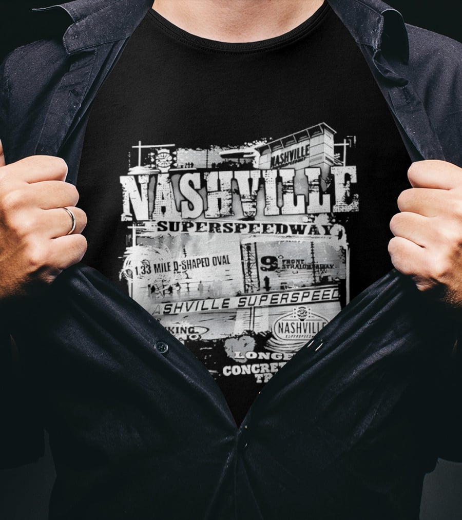 Nashville Superspeedway D Shaped Oval Longest Concrete Track In The Series Racing T-Shirt