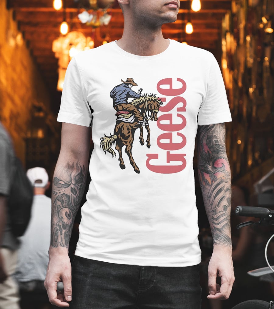 Geese Cowboy Riding Cartoon Adventure T-Shirt