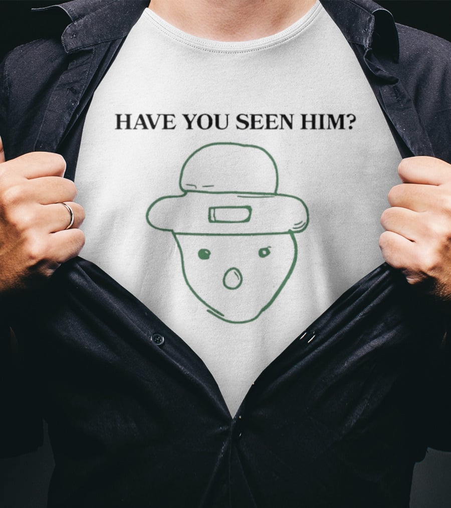 Have You Seen Him Mysterious Cartoon Face With Hat T-Shirt