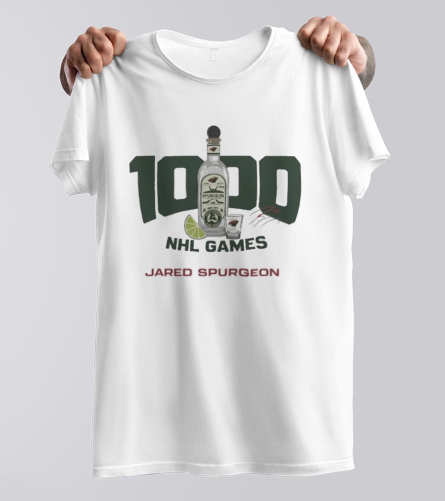 Jared Spurgeon 1000 NHL Games Celebration With Lime And Shot Glass T-Shirt