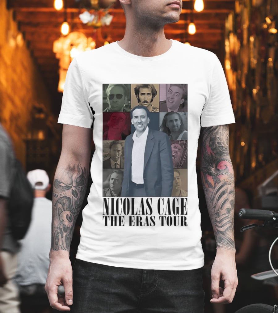 Nicolas Cage The Eras Tour Multicolor Collage T-Shirt