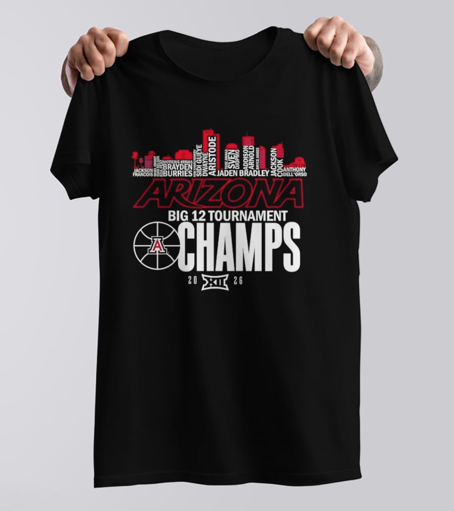 Arizona Wildcats Skyline City Big 12 Tournament Champs 2026 Basketball A T-Shirt