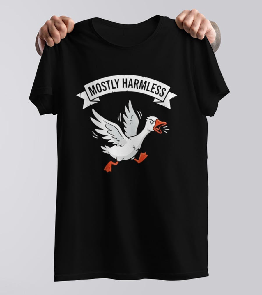 Goose Running And Screaming Mostly Harmless Funny Meme T-Shirt