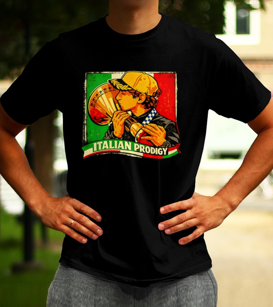 Italy Player Kissing Trophy Italian Prodigy Flag T-Shirt