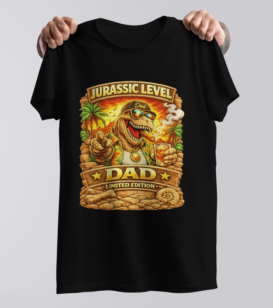Jurassic Level Dad Dinosaurs Sunglasses Cigar Limited Edition T-Shirt