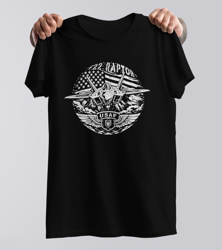 F 22 Raptor USAF American Flag Fighter Jet T-Shirt