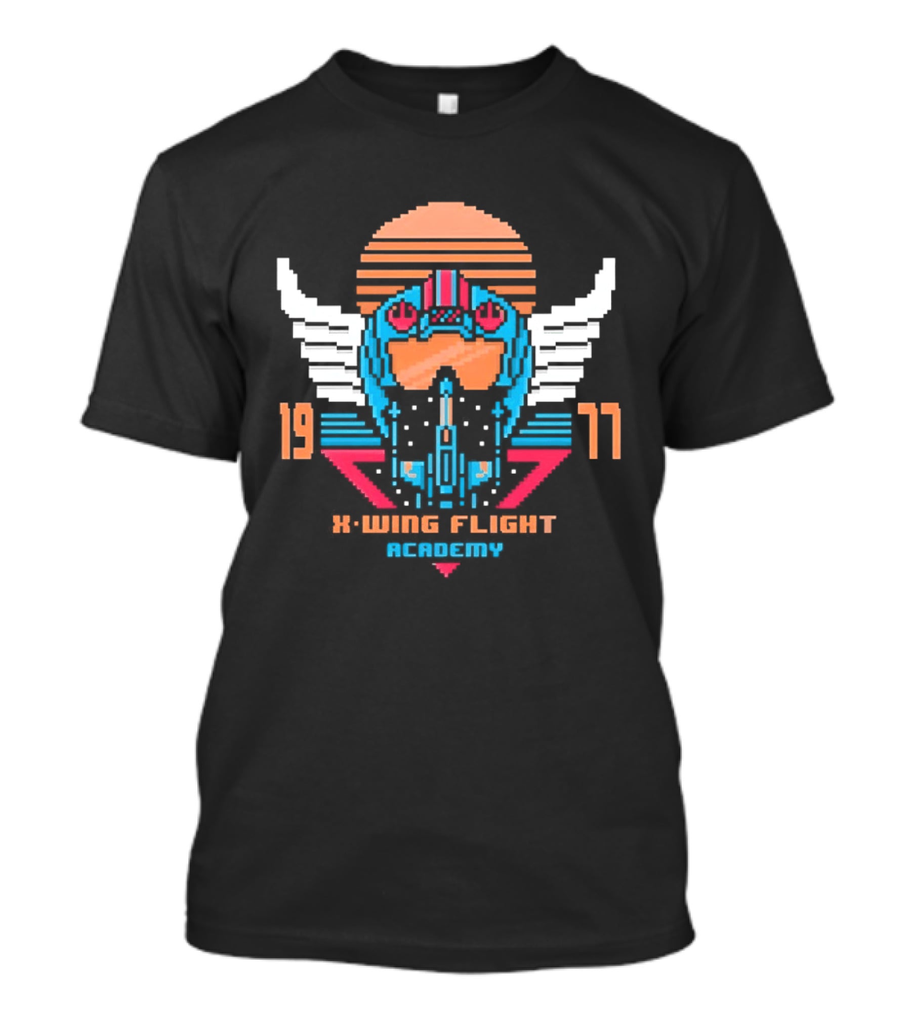X Wing Flight Academy 1977 Rebel Pilot Pixel Art Starfighter Helmet T-Shirt