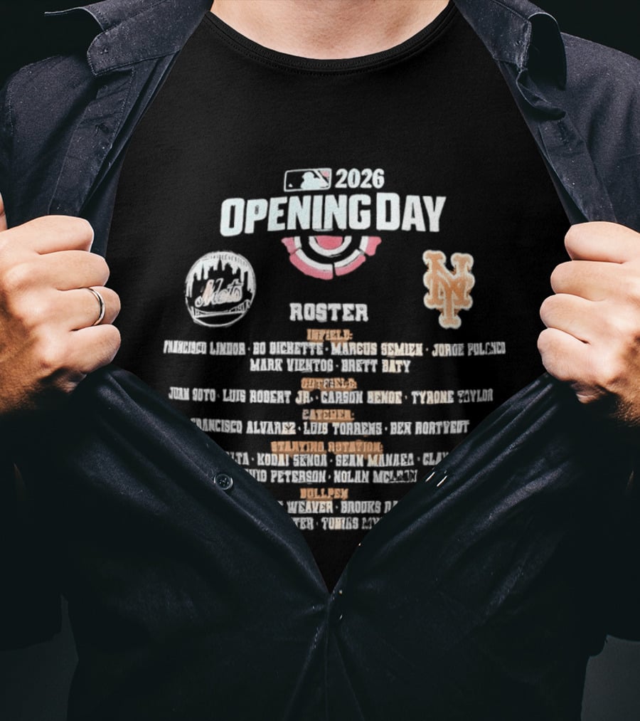 MLB 2026 Opening Day New York Mets Roster Players And Positions T-Shirt