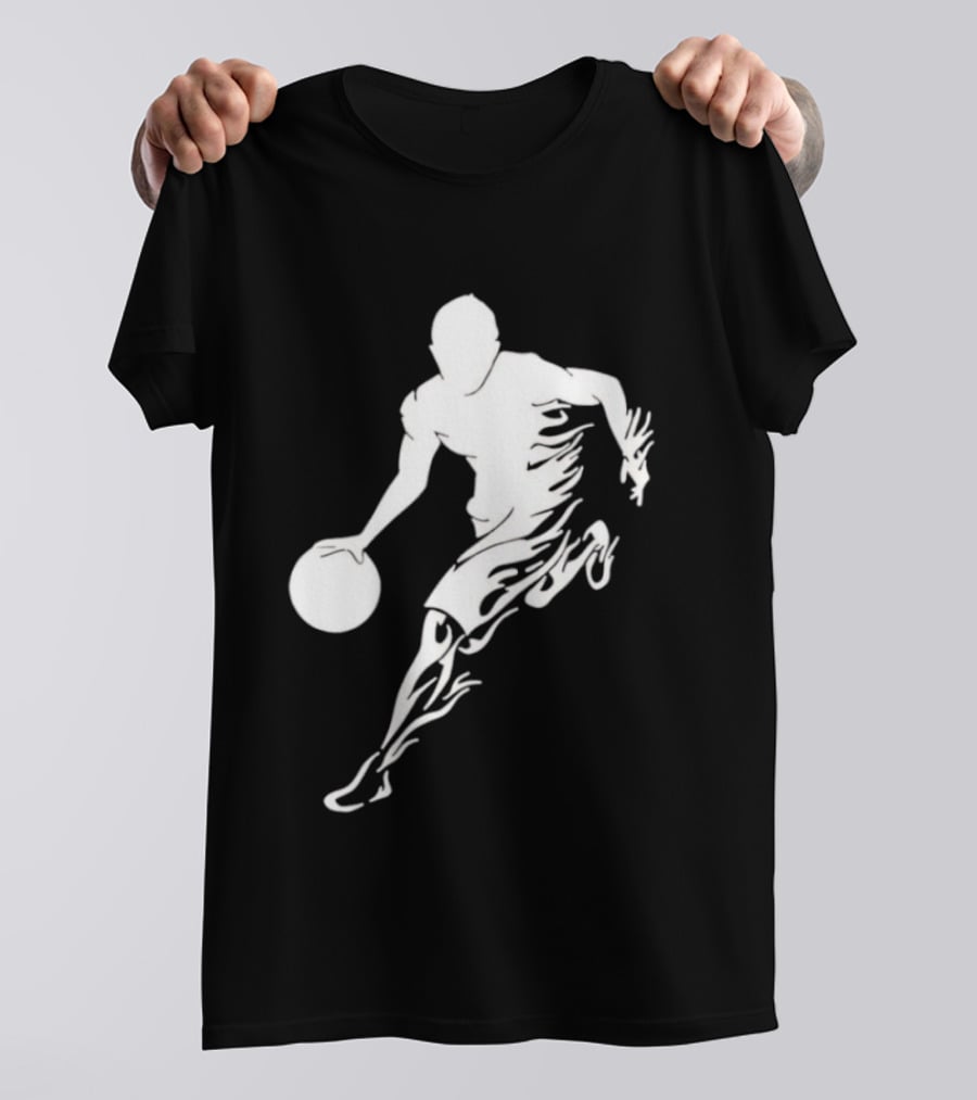 Basketball Player Dribbling With White Flame Motion T-Shirt