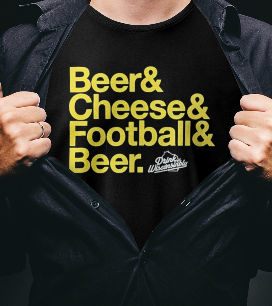 Beer Cheese Football Beer Drink Wisconsibly Packers Fans Game Day T-Shirt
