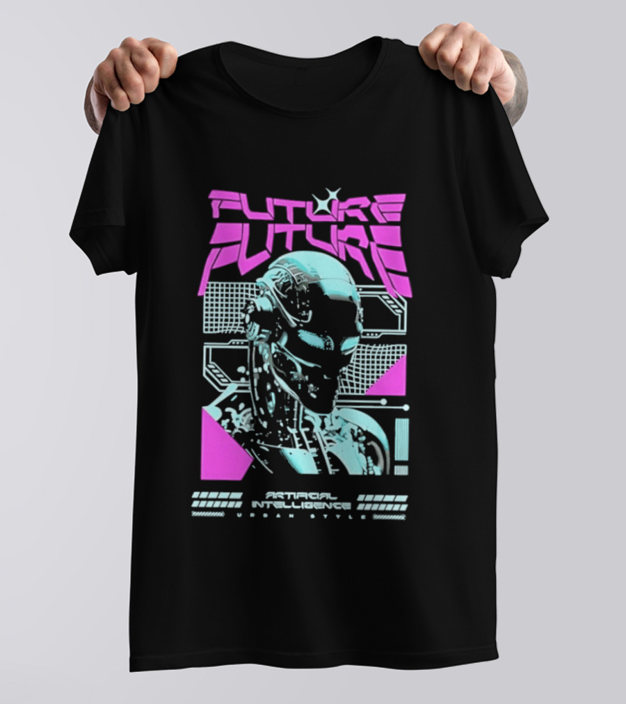 FUTURE FUTURE Cybernetic Robot Head Artificial Intelligence Urban Sci Fi World Cyborg T-Shirt