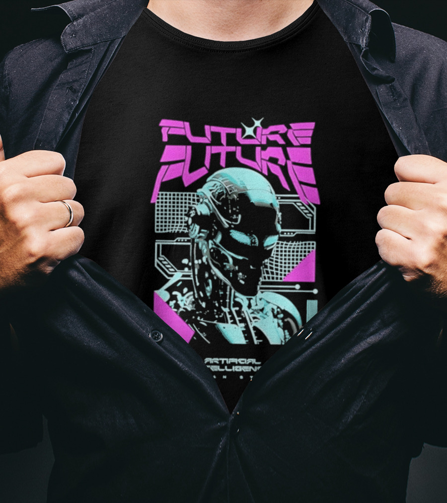 FUTURE FUTURE Cybernetic Robot Head Artificial Intelligence Urban Sci Fi World Cyborg T-Shirt