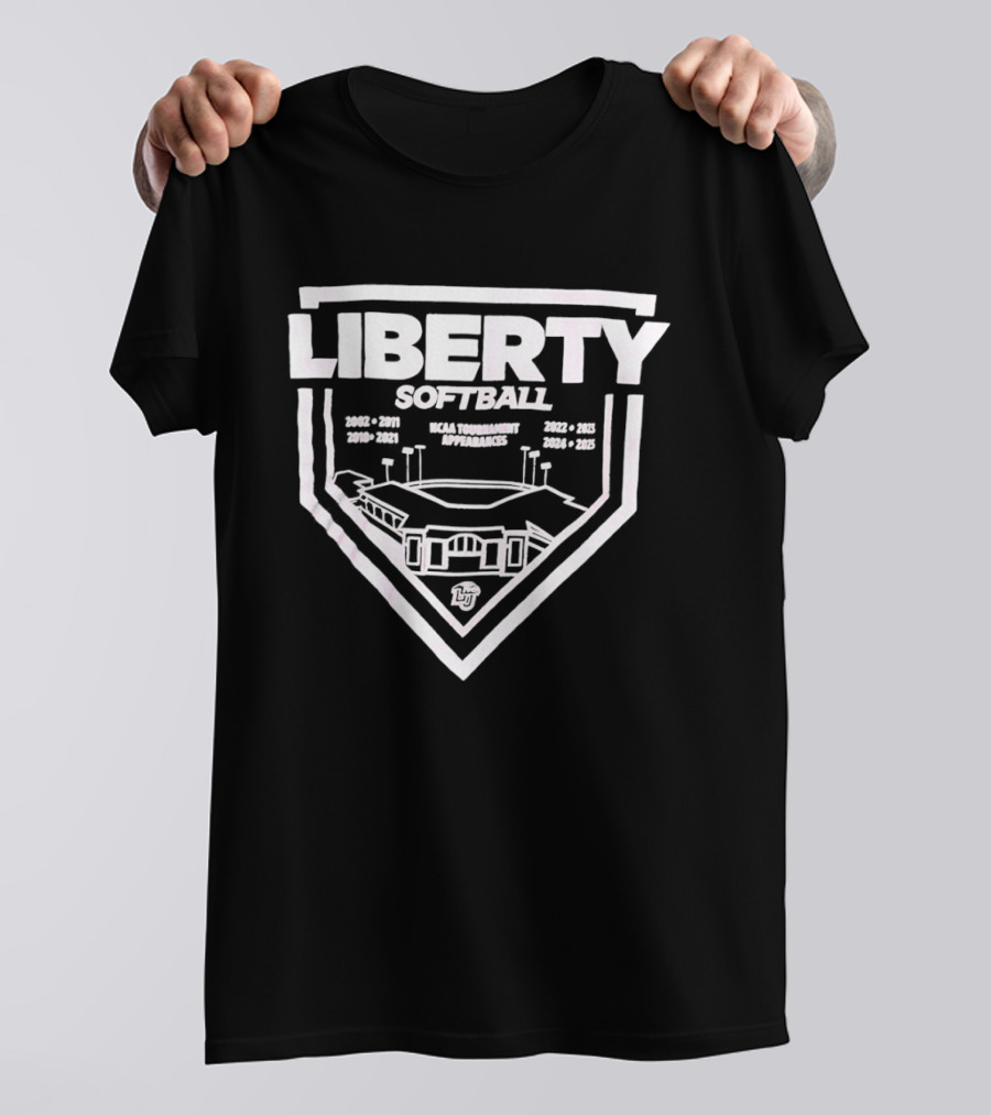 Liberty Softball 2005 2023 Stadium Illustration Tournament Dates T-Shirt