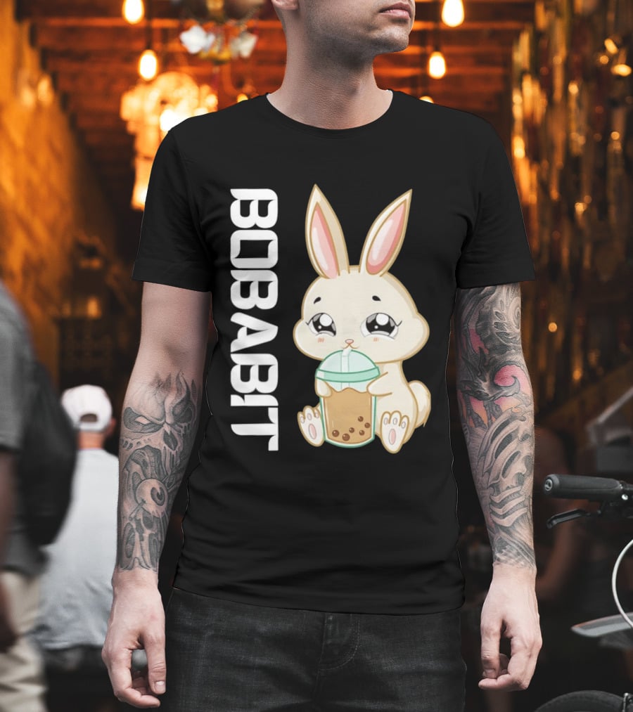 Bobabbit Cute Bunny Drinking Boba Tea T-Shirt