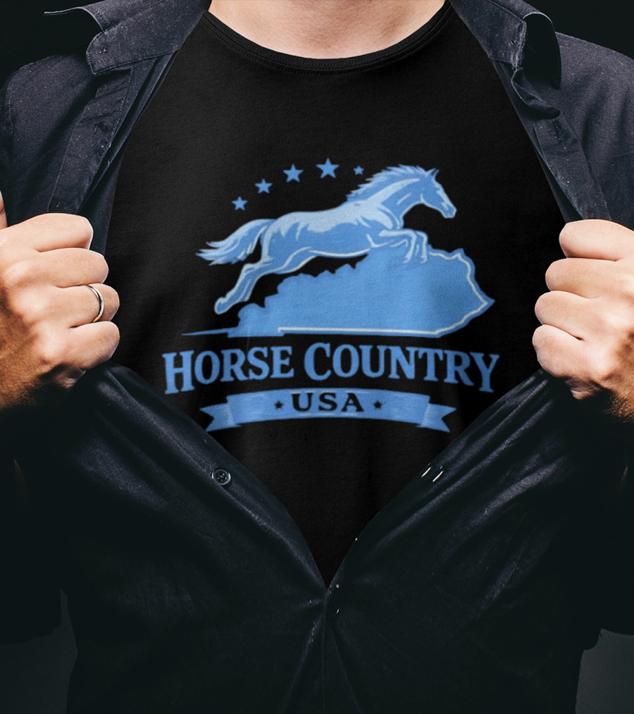 Horse Country USA Blue Horse Kentucky Stars T-Shirt