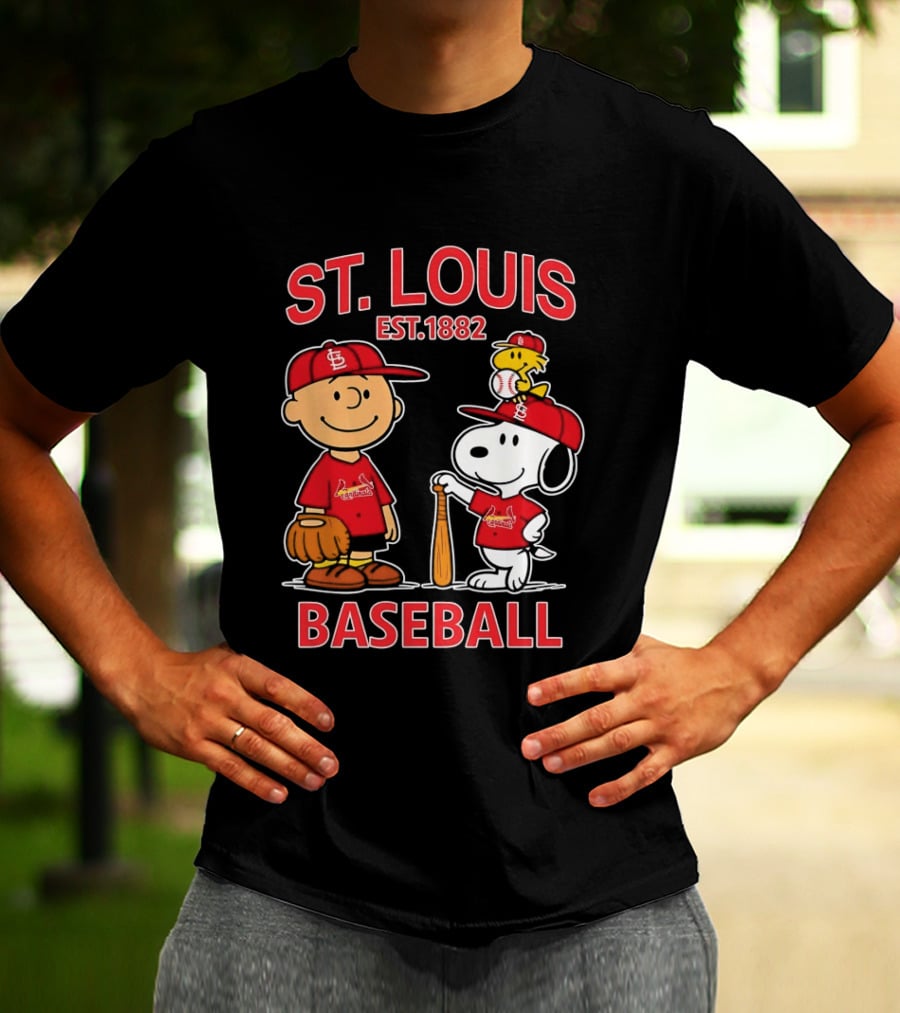 Charlie Brown Snoopy Woodstock St Louis Cardinals Baseball Est 1882 T-Shirt