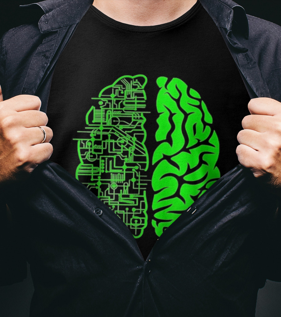 Mind Vs Machine Circuitry Brain Dual Personality T-Shirt