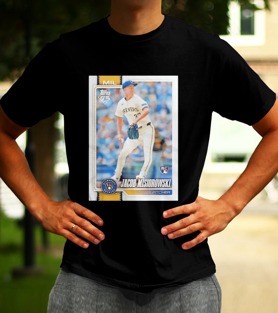 Topps 75 Milwaukee Brewers Jacob Misiorowski Rookie Card Pitcher T-Shirt