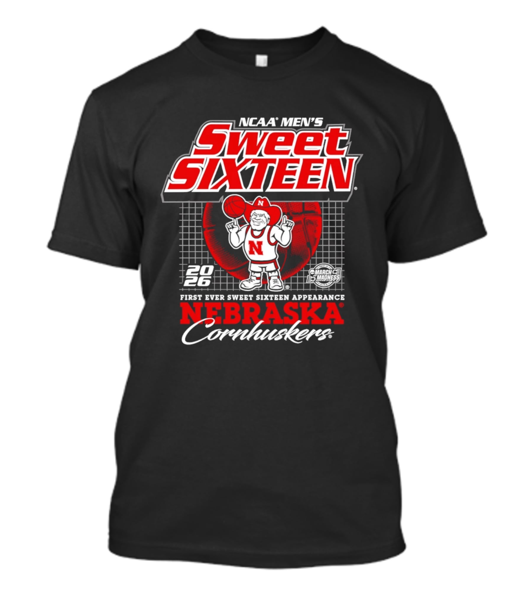 Nebraska Cornhuskers NCAA Men's Sweet Sixteen 2026 First Ever Appearance T-Shirt