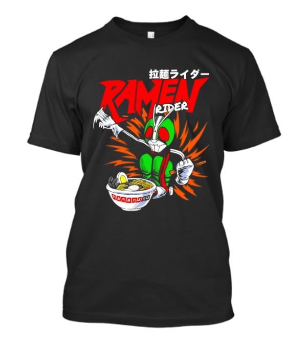 Ramen Rider Japanese Text Meme Funny Bowl Explosion T-Shirt