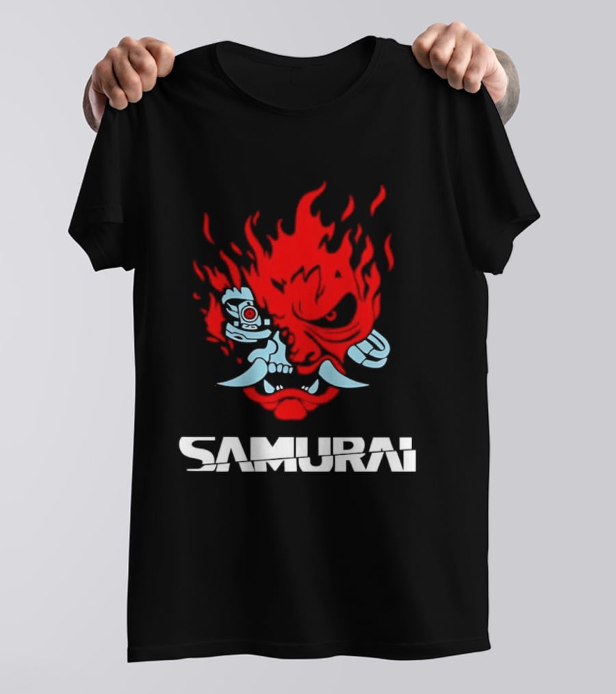 Samurai Japanese Oni Demon Mask Flame T-Shirt
