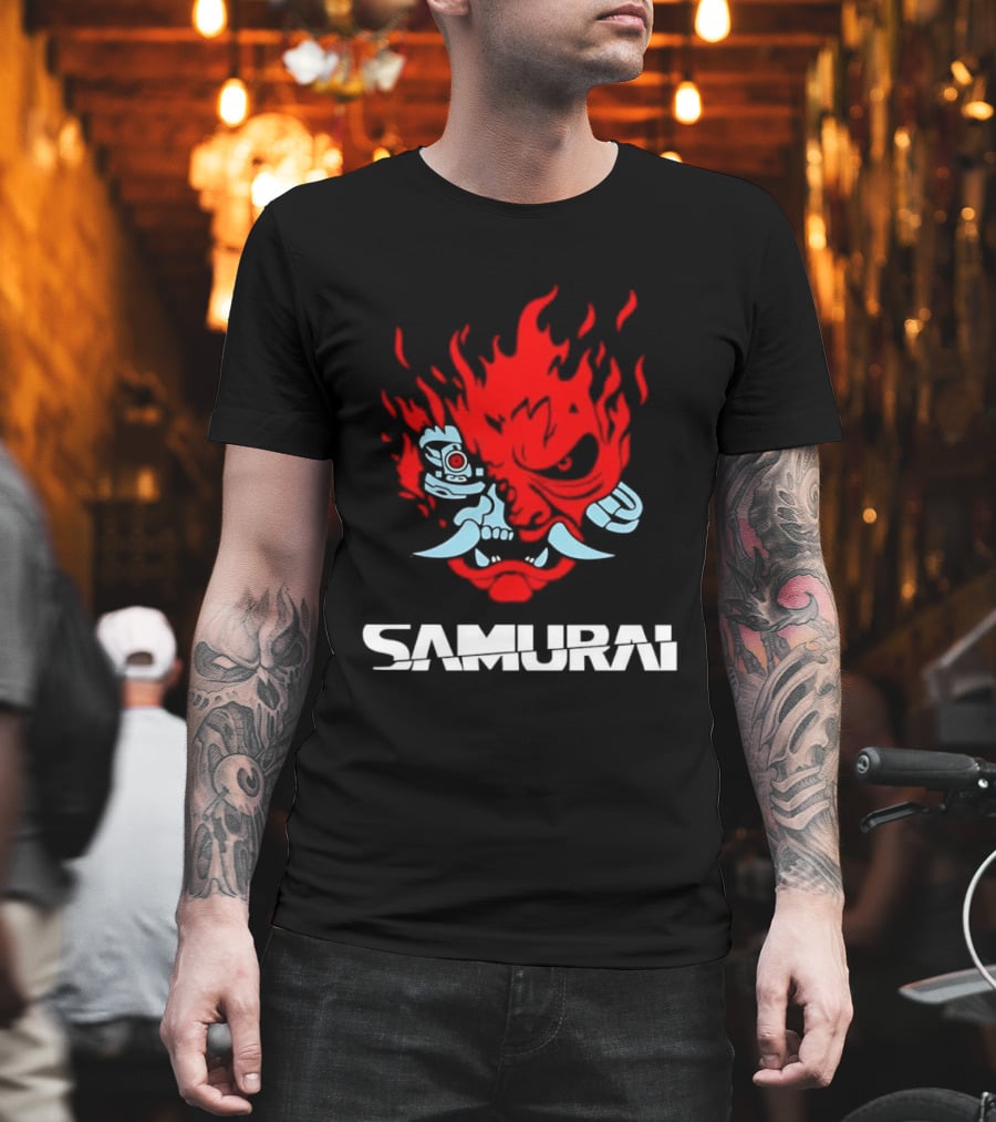 Samurai Japanese Oni Demon Mask Flame T-Shirt