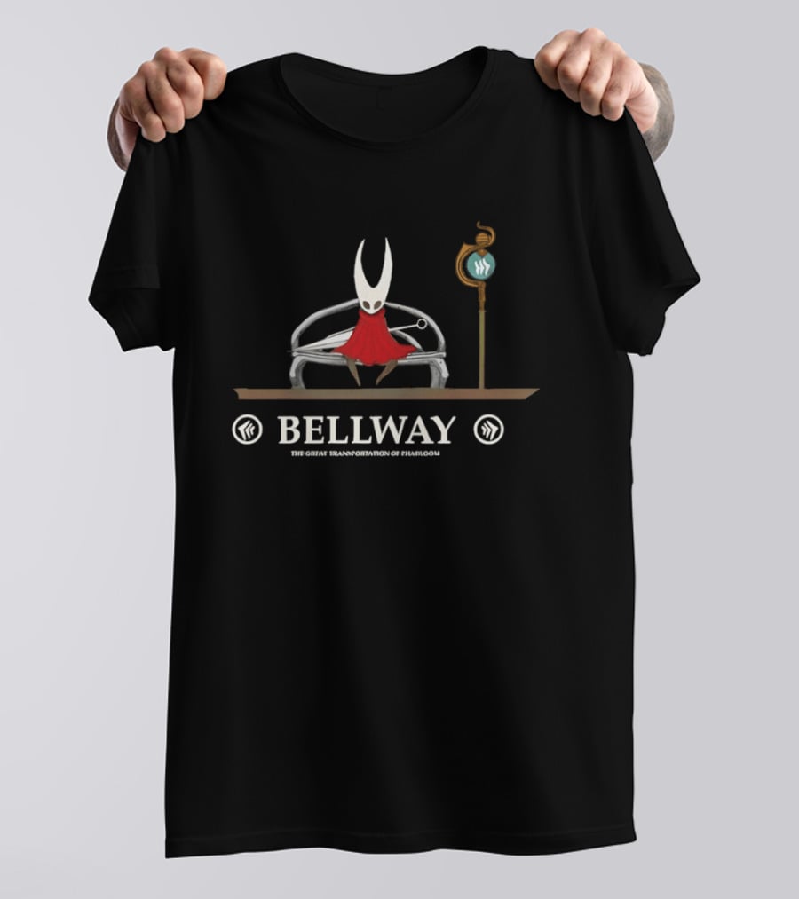 Silksong Bellway The Great Transportation Of Pharloom Hollow Knight Hornet Sitting Bench T-Shirt