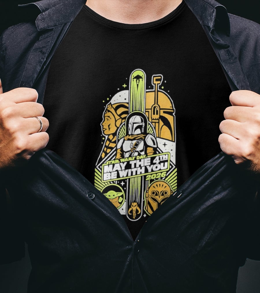 Star Wars Day May The 4th Be With You 2026 Yoda Boba Fett Celebration T-Shirt