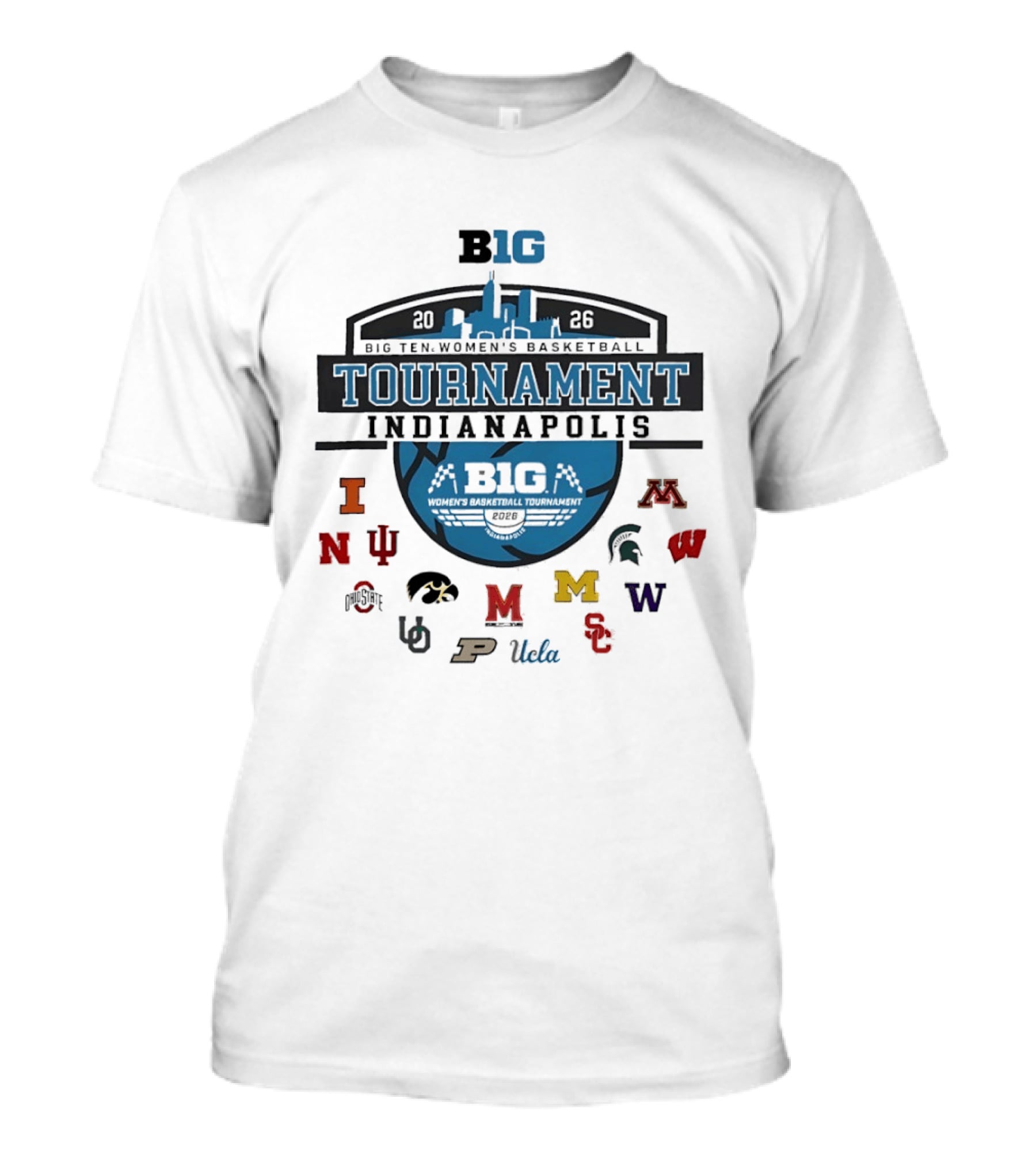Big Ten 2026 Women's Basketball Tournament Indianapolis Team Logos T-Shirt
