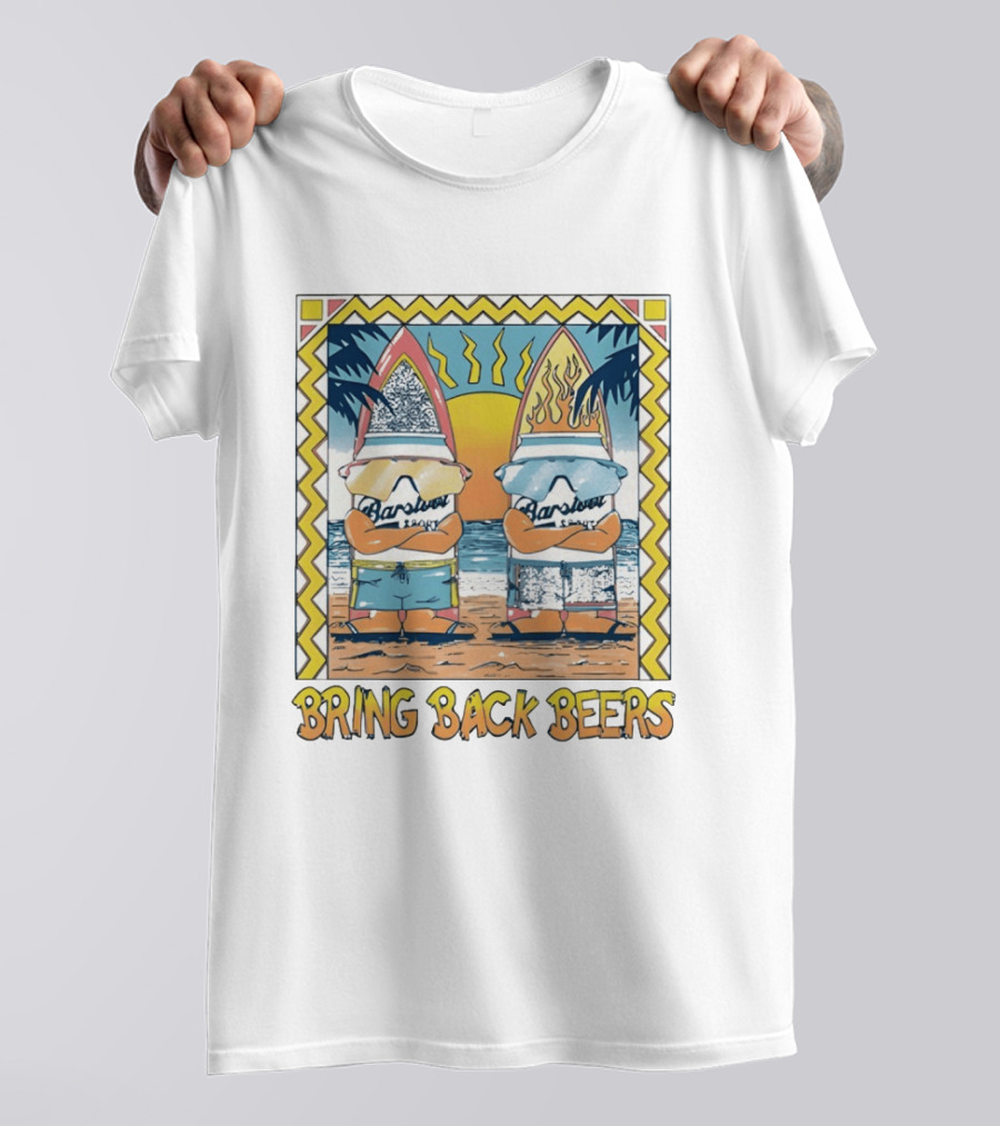 Barstool Surfer Gnomes Bring Back Beers Beach Scene T-Shirt