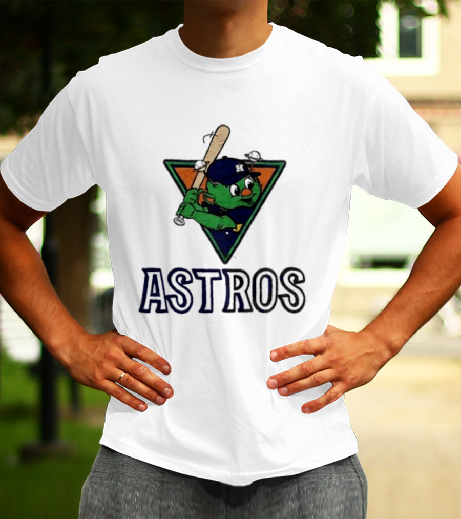 Astros Orbit Baseball Character Triangular Backdrop Homage T-Shirt