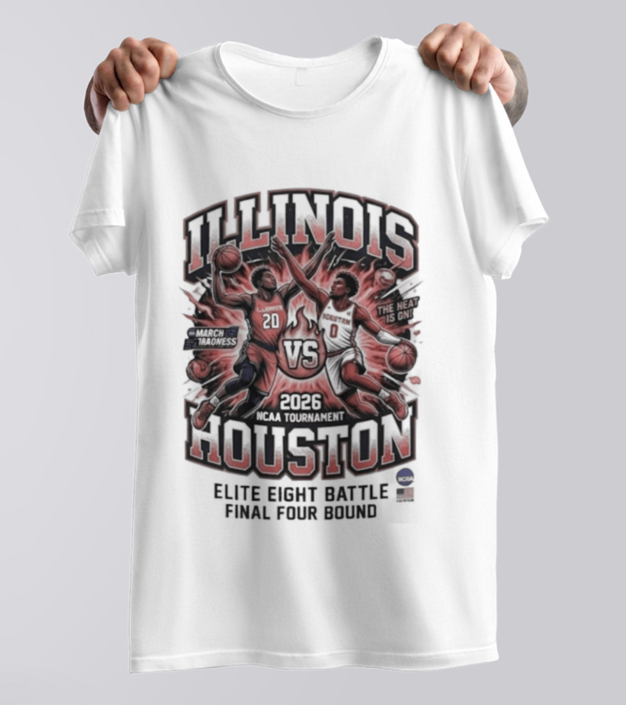 Illinois Houston NCAA Tournament 2026 Elite Eight Battle Final Four Round T-Shirt