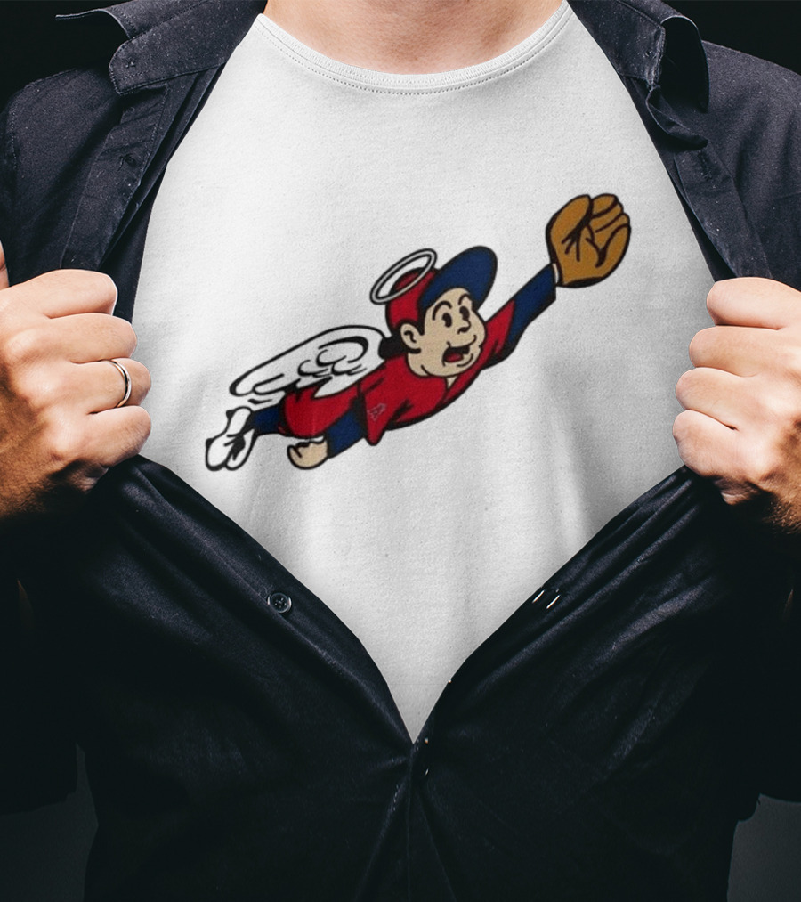 Los Angeles Angels Little Halo Boy Flying Baseball Player With Wings And Glove T-Shirt