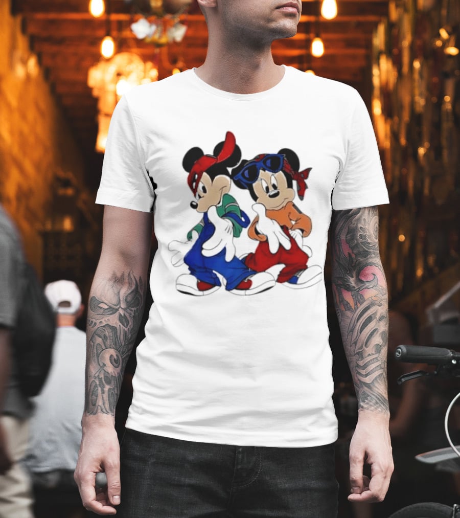 Mickey Minnie Mouse Hip Hop Style Outfits Vintage Look T-Shirt