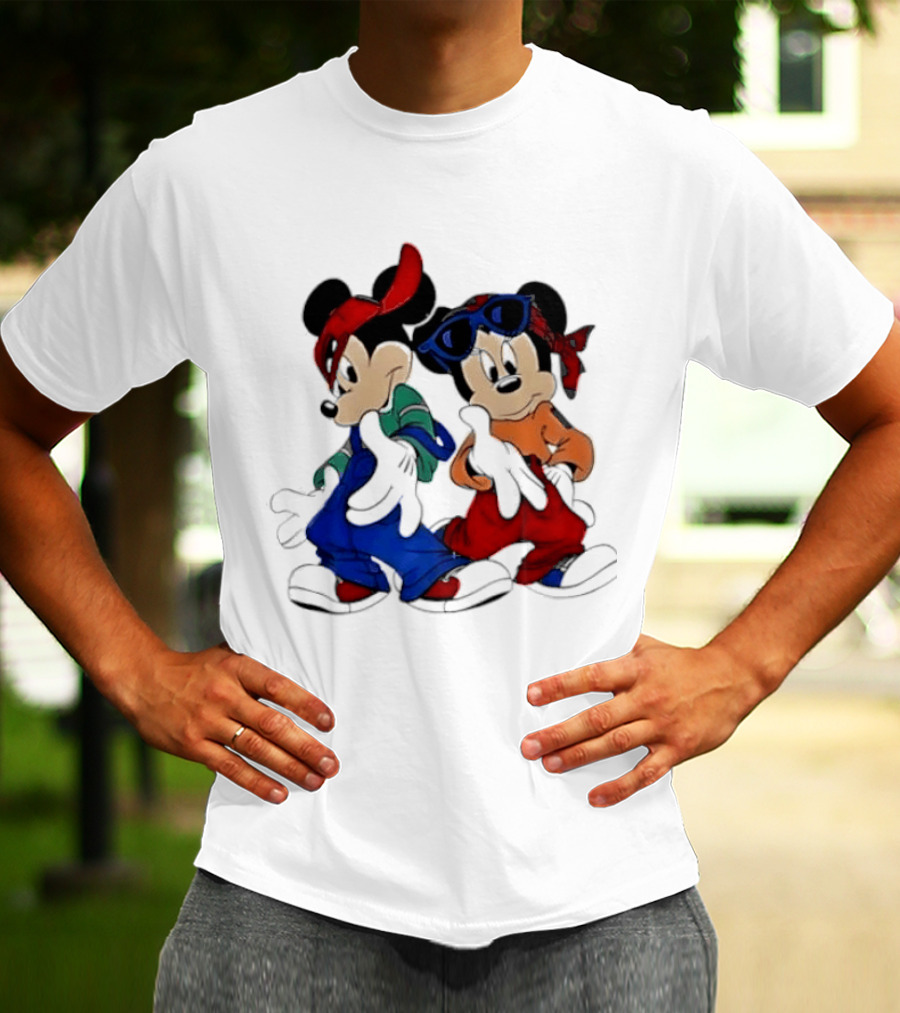 Mickey Minnie Mouse Hip Hop Style Outfits Vintage Look T-Shirt