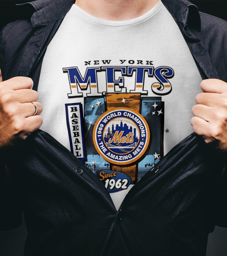 New York Mets 1969 World Champions Amazing Since 1962 Rawlings Baseball T-Shirt