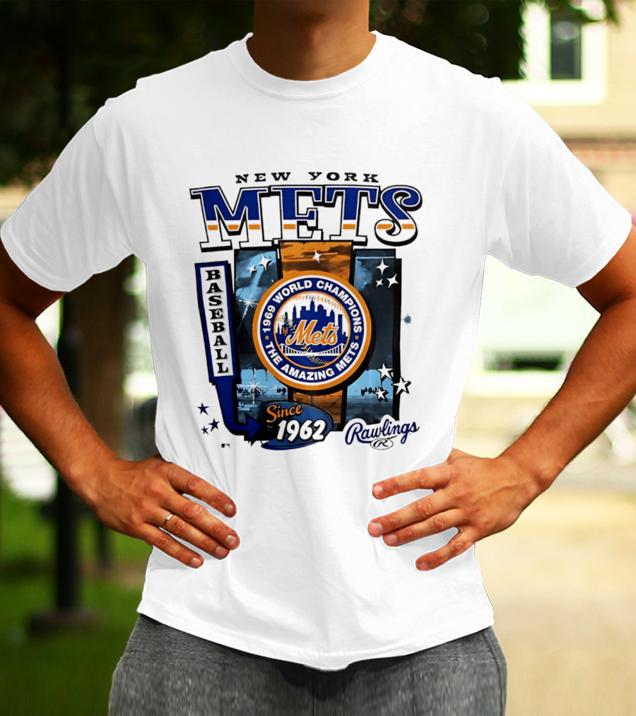 New York Mets 1969 World Champions Amazing Since 1962 Rawlings Baseball T-Shirt