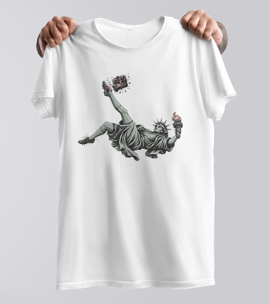 Statue Of Liberty Toppling Crown No Kings T-Shirt