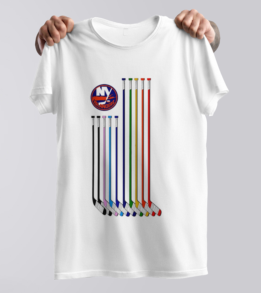NY Islanders Hockey Pride LGBT Rainbow Sticks T-Shirt