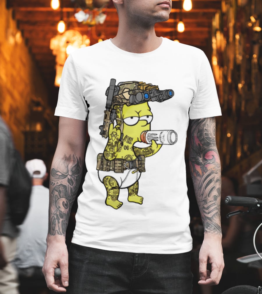 Bart Simpson Tactical Gear Night Vision Tattoo Parody Yung Bart T-Shirt