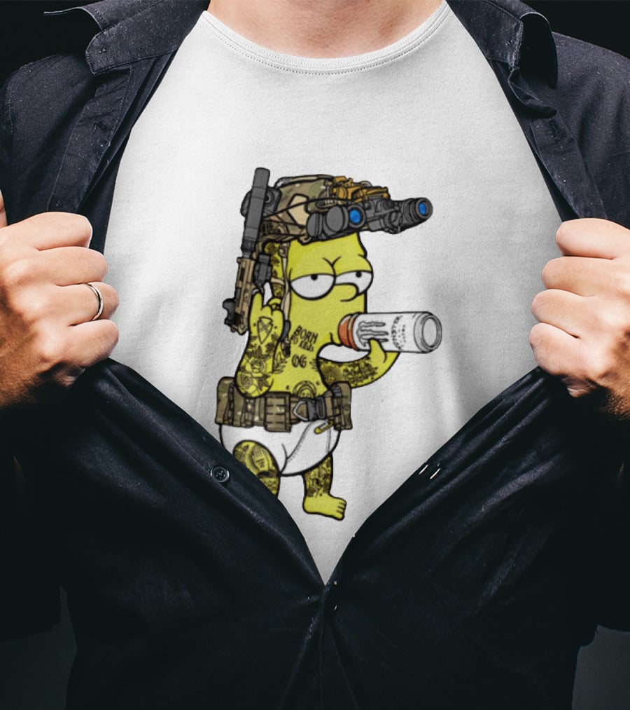 Bart Simpson Tactical Gear Night Vision Tattoo Parody Yung Bart T-Shirt