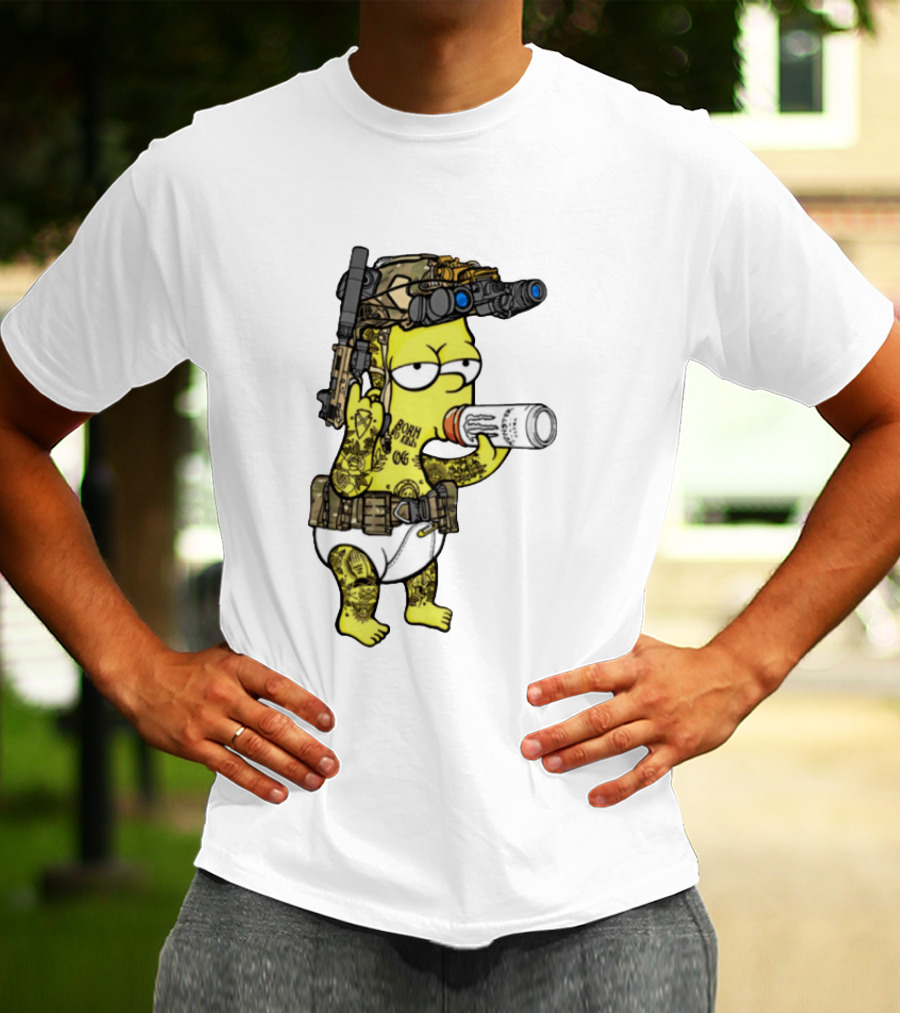 Bart Simpson Tactical Gear Night Vision Tattoo Parody Yung Bart T-Shirt