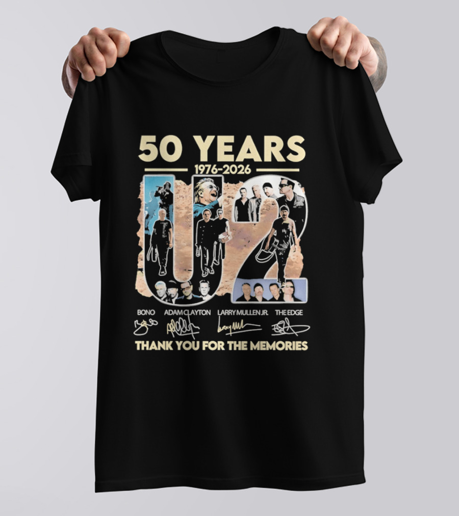 50 Years 1976 2026 U2 Bono Adam Clayton Larry Mullen The Edge Thank You For The Memories T-Shirt
